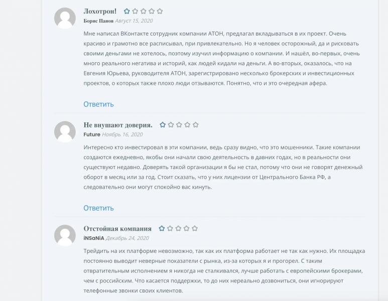 Брокер АТОН обзору и честные отзывы о Aton.ru